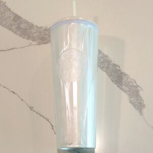 STARBUCKS DOME TOP TUMBLER White Pearl Ivory Venti 24 FL Oz Cold NEW
